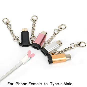 1pc Rayo Femenino De Tipo C Macho Cable del Cargador Adaptador Para el IPhone Llavero Cable