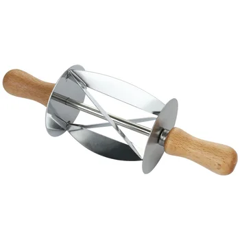 Rolling Cutter de Acero Inoxidable Rolling Cutter para Hacer Pan Croissant Rueda de Masa de Hojaldre Cuchillo de Mango de Madera de la hornada de la Cocina