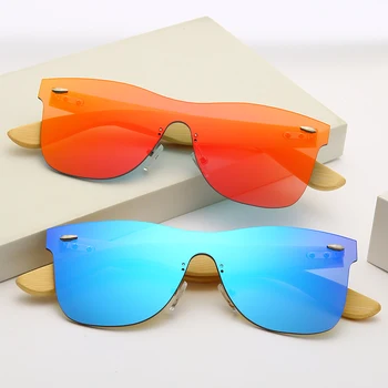 De Madera de bambú de Gafas de sol de Diseño de la Marca de las Mujeres de los Hombres de Montura Cuadrada gafas de Sol UV400 Tonos Gafas de oculos de sol