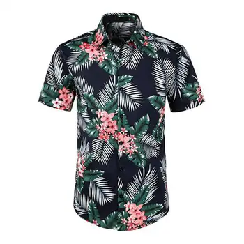 5 de los hombres del Estilo Playa de Hawai Camisa Floral, Fruta de Impresión de Camisetas Tops Casual de Manga Corta de Vacaciones de Verano Vacaciones de la Moda talla S-2XL