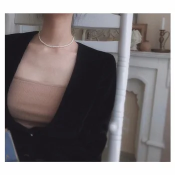 Retro Collar de Perlas Finas Gargantilla de Clavícula Collar de Cadena Gótico de la Cadena en El Cuello de la Moda de los Collares de 2020 mayorista