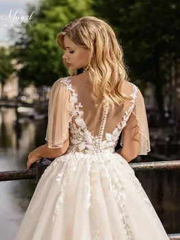 MNGRL Nuevo sencillo vestido de novia sin espalda diseño sin mangas de gasa de encaje vestidos de novia de la princesa vestido más el tamaño de la medida