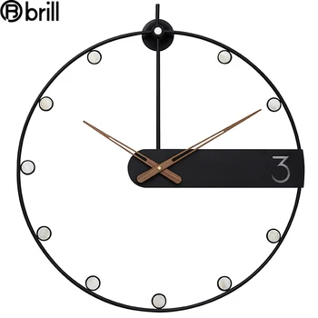 Luz De Lujo Reloj De Pared Simple, Diseño Moderno De La Moda Nórdica Creativa Sala De Estar Decoración Del Hogar De Metal Silencio De Cuarzo Reloj De 50