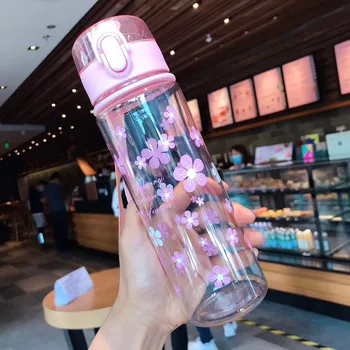Nueva 500ML de color Rosa CALIENTE de la Botella de Agua de Plástico Directa de Beber el Té de la Leche de la Botella Chica de la Escuela Botellas de Agua a los Niños Plastique Deporte de la Copa