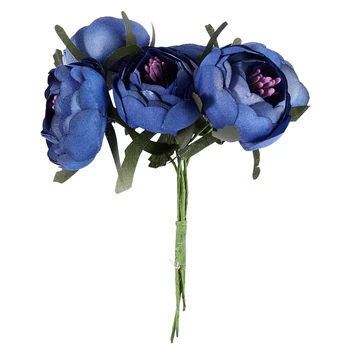 6pcs/lot de la Simulación de tela de Seda ramo de la novia llevando flores, flores decorativas (azul Royal purple heart)de un Solo diámetro de la flor