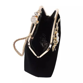 El terciopelo de la Noche bolso de embrague de las mujeres 2021 Diamante de la Perla Bolso Vintage de Cristal de la Flor de la Fiesta de la Boda de la Novia de Bolsos para dama de negro B358