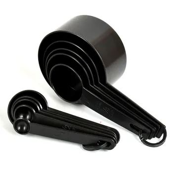 Nuevo 10 Pcs Set Cuchara de Plástico Negro Medir Cucharas Cubiertos de Postre de Bicarbonato de Herramientas de la Cocina SCI88