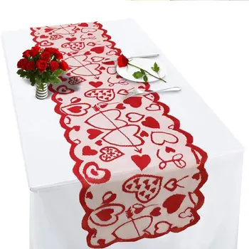 1pcs Rojo de Encaje Floral tapete de Mesa Para el Día de san Valentín Bodas Fiesta de Navidad Decoración de la Mesa Mantel