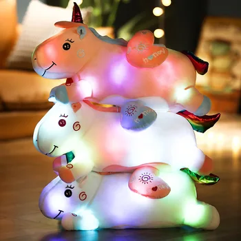 50CM Lindo de Luz LED Unicornio Almohada Unicornio Juguetes de Peluche Encantador Luminoso Animal de Peluche, Muñecas Juguetes de Regalo Para los Niños Niños Niñas