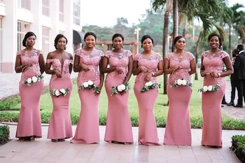 2018 Africanos Invitados De La Boda Vestido Formal De Fantasía Rosa Niña De La Mañana, Más El Tamaño De Dama De Honor Vestidos De Fiesta Para Las Mujeres