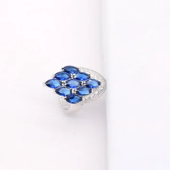 Dandy Le De Plata 925 Joyería Conjuntos Para Mujer Azul De La Piedra Del Collar De Los Pendientes De Aro Colgante Pulseras
