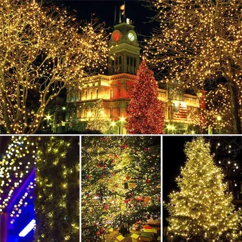 10m 20m LED de Luz Solar al aire libre de la Lámpara de la Cadena de Luces Para las Vacaciones de la Fiesta de Navidad Impermeable Luces de Hadas Jardín Garland