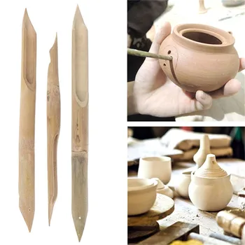 3pcs de Bambú Producto de BRICOLAJE de Cerámica de Cerámica de Arcilla Escultura de Talla Herramienta perforadora