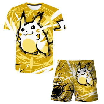 Chico de ropa deportiva de traje casual ropa de niños Pokémon camiseta de conjuntos de Cosplay dos piezas de ropa para niños y niñas de conjunto de chándal de niños ropa