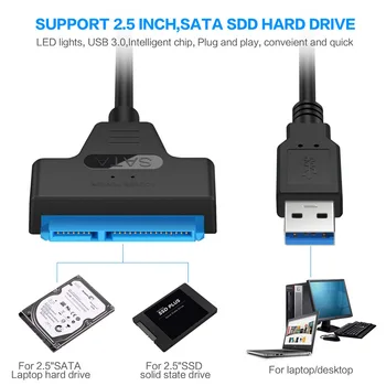 USB Cable SATA A USB 3.0 Adaptador Hdmi De HASTA 6 Gbps De 2.5 Pulgadas Externo SSD HDD Unidad de Disco Duro 22 Pin Sata III de Cable