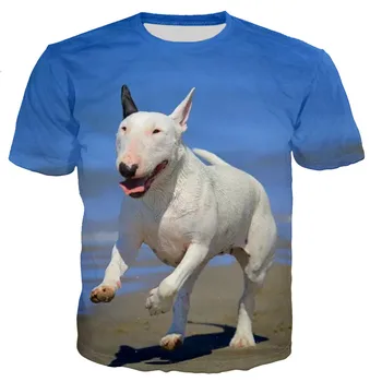 Bull Terrier Perros Camiseta de los Hombres/de las mujeres Impreso en 3D camisetas Casual Harajuku Estilo de la Camiseta de la Calle Tops