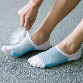 5 Pares de la Moda Nueva de Fibra de Bambú antideslizante de Silicona Invisible Barco medias de Compresión Macho calcetines de Tobillo Hombres Meias Calcetines de Algodón Caliente