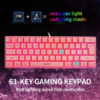 HXSJ V700 teclado USB luz de fondo con la suspensión de Silicona teclado de 61 teclas para los Jugadores de teclado para el ordenador portátil de Escritorio dropshipping