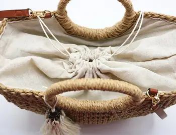 Nuevas Mujeres Creativas de Shell y de la Luna, Diseño de una Bolsa de Paja, de la borla Decorativa y Paja, bolso de playa con forma de Hombro Mensajero