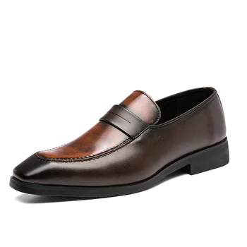 Mens Zapatos de Vestir de Cuero Marrón Oxford Zapatos para Hombres Habitual de la Oficina de Negocios para Hombre Zapatos Formales