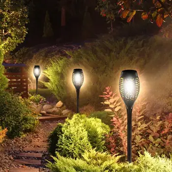 12 LED Solar de la Llama de la Lámpara de Luz de Parpadeo de la prenda Impermeable de la Decoración del Jardín del Paisaje Césped de la Lámpara de Iluminación de la Trayectoria de la Antorcha al aire libre Spotlight