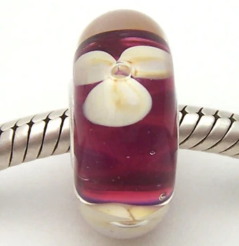 JG2683 S925 Plata de ley Perlas de Cristal de Murano perlas de Ajuste Europeo Encantos de la Pulsera de los encantos de bricolaje joyas de Murano GlassBeads