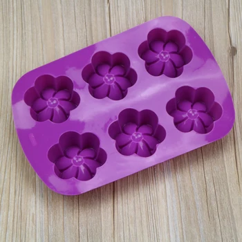 3d Flor de Silicona Flexible Jabón Molde de 6 Cavidades de Moldes de Jabón Para la Fabricación de Jabón de los Moldes De Yeso de la Tarta Fondant de Chocolate del Molde