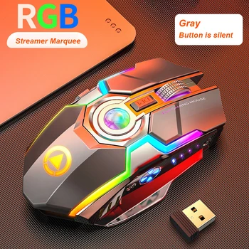 2021 Nuevo A5 RGB Streamer Ratón Mini Ratón Inalámbrico de Juegos de azar en Silencio Láser Óptico de 2.4 GHz Juego USB Recargable Portátil Plug and Play