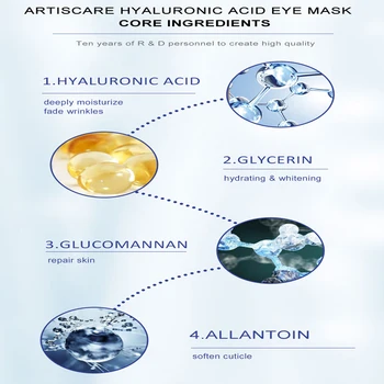 ARTISCARE de Ácido Hialurónico de la Máscara de Ojo Quitar la Hinchazón de las Ojeras Hidratante Anti-Arrugas de Colágeno Cuidado de los Ojos en Gel de Parches 60pcs