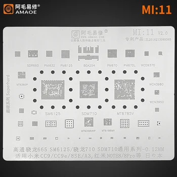 Amaoe Mi11 BGA Reballing Plantilla para SM6125 SDM710 Xiaomi CC9 CC9E 8SE A3 Redmi Nota 8 Pro CPU RAM POTENCIA WIFI de AUDIO IC Chip de Malla