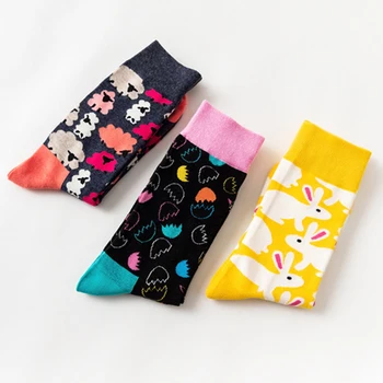 Divertidos Calcetines De Las Mujeres Graffiti Colores Harajuku Lindo Calcetines De Las Niñas Sólido Agujas De Tejer Calcetines De Algodón Mujer