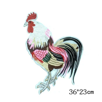 1Pcs/lote Grande de la moda de dibujos animados coloridos bordados polla/gallo parche de tela del suéter de la capa de la ropa de parches A483