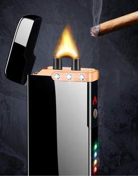 Extra Grande Arco Ciga más ligero de carga USB encendedor de Plasma cigarrillo encendedores a prueba de viento de la llama encendedor Electrónico