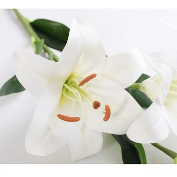 88cm Lily Artificiales de Seda de la Flor 3 Cabeza Falso Planta Ramo de Decoración para el Hogar de la Boda de Hotel Mesa de Accesorios de Decoración de la Ventana