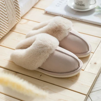 2021 el otoño y el invierno de las señoras de interior zapatillas cálida felpa antideslizante suave zapatillas de casa