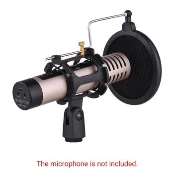 Micrófono de Choque de Montaje Anti-vibración soporte de Micrófono de Pie con Filtro anti-Pop Adaptador de rosca para el Diámetro de 2 cm-4 cm Delgada Condensador Mic