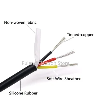 Cuadrado de 1 mm Ultra Suave de la Vaina del Cable 2 3 4 Núcleo de Caucho de Silicona Cable Aislado de Cobre Flexible de Alta Temperatura de la Línea de Alimentación Negro