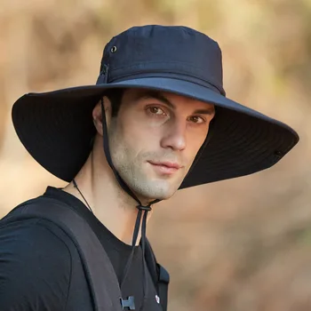 Impermeable Cubos Sombrero Para los Hombres de Verano de Protección UV Sombrero para el Sol Largo de Ala Ancha Boonie Tapas Masculino al aire libre Senderismo Pesca Cap