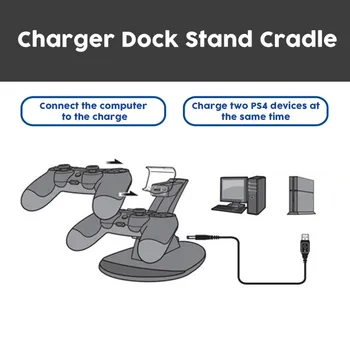 NUEVO LED Dual de Carga USB Cargador de Muelle Soporte de la Cuna de la Estación de Acoplamiento Para Sony Playstation 4 PS4 Juego de Consola de Juegos Controlador
