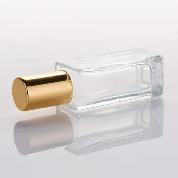 6 Pcs 6ml (1/5 oz) Perfume de Aceite Esencial de Rodillo de Botellas, Plaza Retornables de Vidrio Grueso Rollo de la Botella