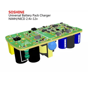 Paquete de baterías LED Soshine de Li-ion, NiMH, NiCd paquetes de baterías (2,4 V-12 V) cargador Max 1A salida de la UE Enchufe de EE.UU.