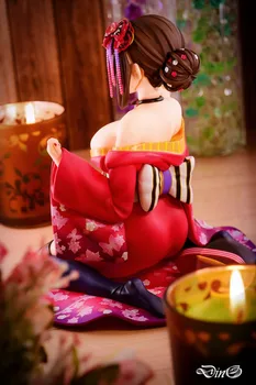 16cm Escala 1/6 Anime Japonés Nativo Chica Sexy Figura de color Rosa Gato Mataro kimono de PVC Figura de Acción de Juguete Adulto Colletible Modelo de Muñeca
