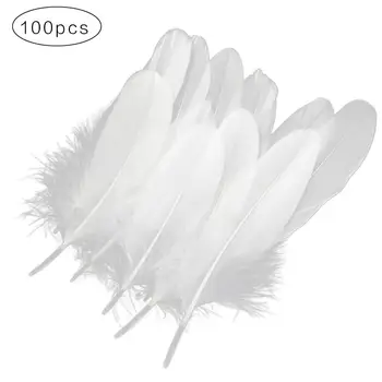 100PCS del Blanco Natural de las Plumas de Ganso de 15-20cm de la Decoración de la Boda de la Pluma de Material de los Accesorios de Plumas de Artesanía de Sombreros, Adornos,
