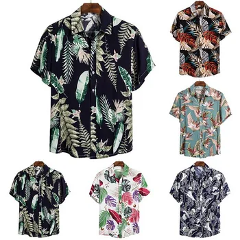 Mens Camisa Hawaiana de Moda Casual Botón de Hawaii Playa de Impresión de Manga Corta de secado Rápido que la parte Superior de la Blusa M-XXXL 2021