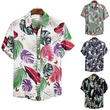 Mens Camisa Hawaiana de Moda Casual Botón de Hawaii Playa de Impresión de Manga Corta de secado Rápido que la parte Superior de la Blusa M-XXXL 2021