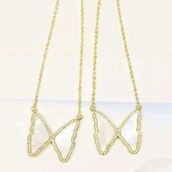 Concha blanca de la Mariposa colgante de collar de la Mariposa Conector Elegante de las mujeres collar de las mujeres de la Cadena de Nuevo diseño del Collar de la 9851