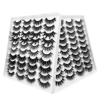 NUEVO 20 Pares 3D Suave Visón Pestañas Falsas hechas a Mano Tenue Esponjoso Largas Pestañas Naturales del Ojo Extensión Kit de Maquillaje Cilios