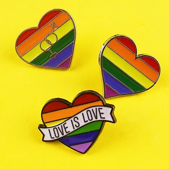 LGTB arco iris de Corazones de Amor Broches Distintivos para Mochila Orgullo Pin Insignias para la Ropa de los Pines para las Mochilas LGBT Accesorios Insignia de BRICOLAJE
