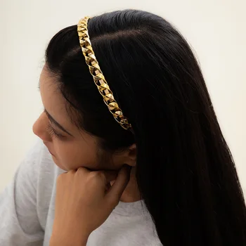 La moda de diamante de imitación de la diadema de las mujeres lujo simple diadema retro diadema de metal nuevo 2021 accesorios para el cabello joyería de regalo de mayoreo