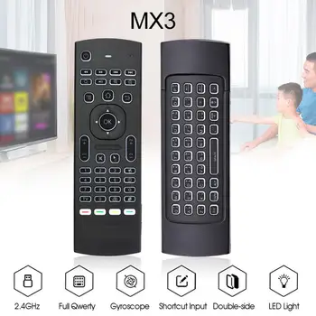 MX3 2.4 G Inalámbrico de Control Remoto Inteligente de Voz Retroiluminada IR Aprendiendo Air Mouse Teclado Para X96 H96 MAX A95X Android Smart TV Box